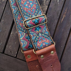 Indian Sunset Leather Guitar Strap