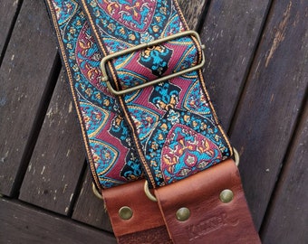 Indian Sunset Leather Guitar Strap