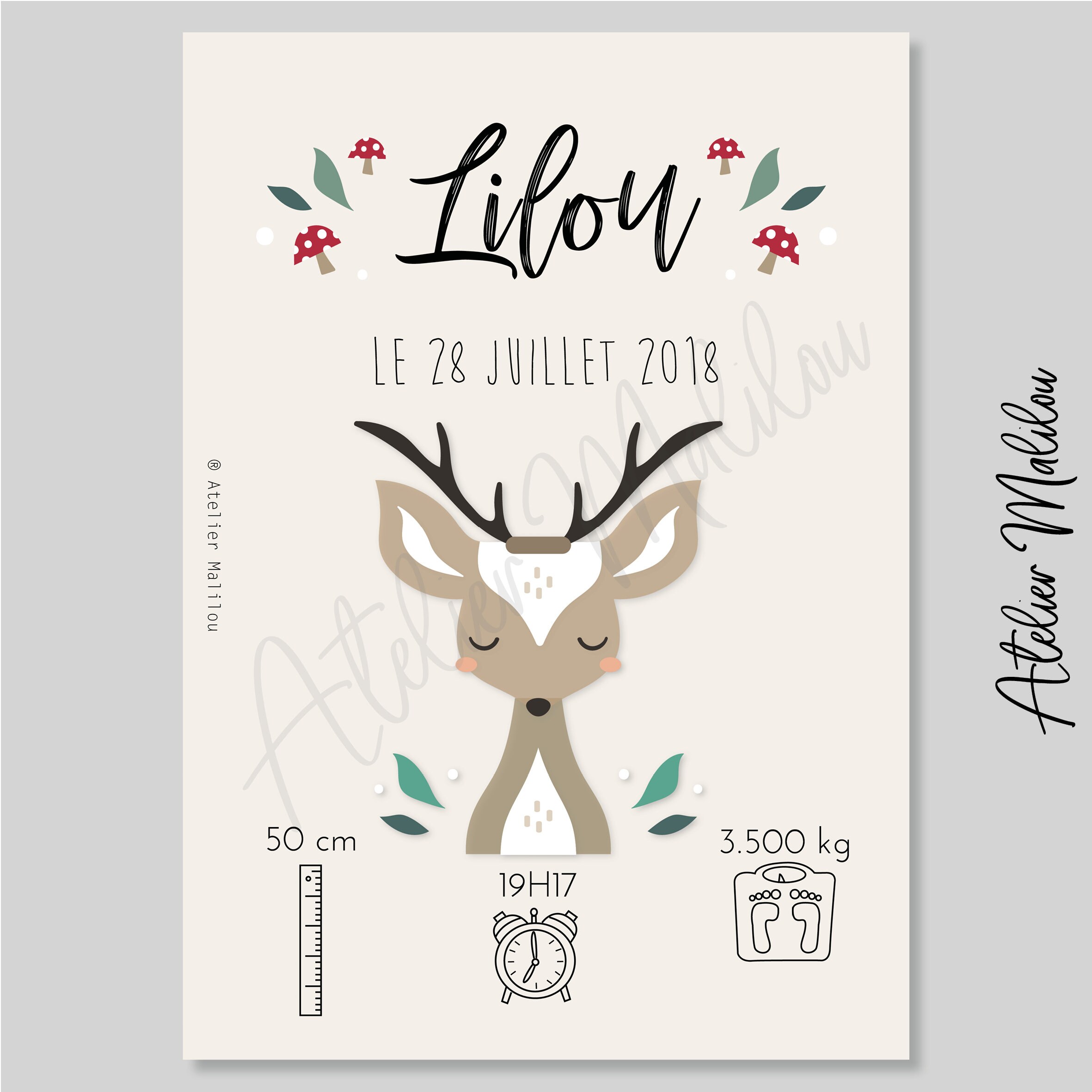 Affiche Naissance Animaux de Forêt