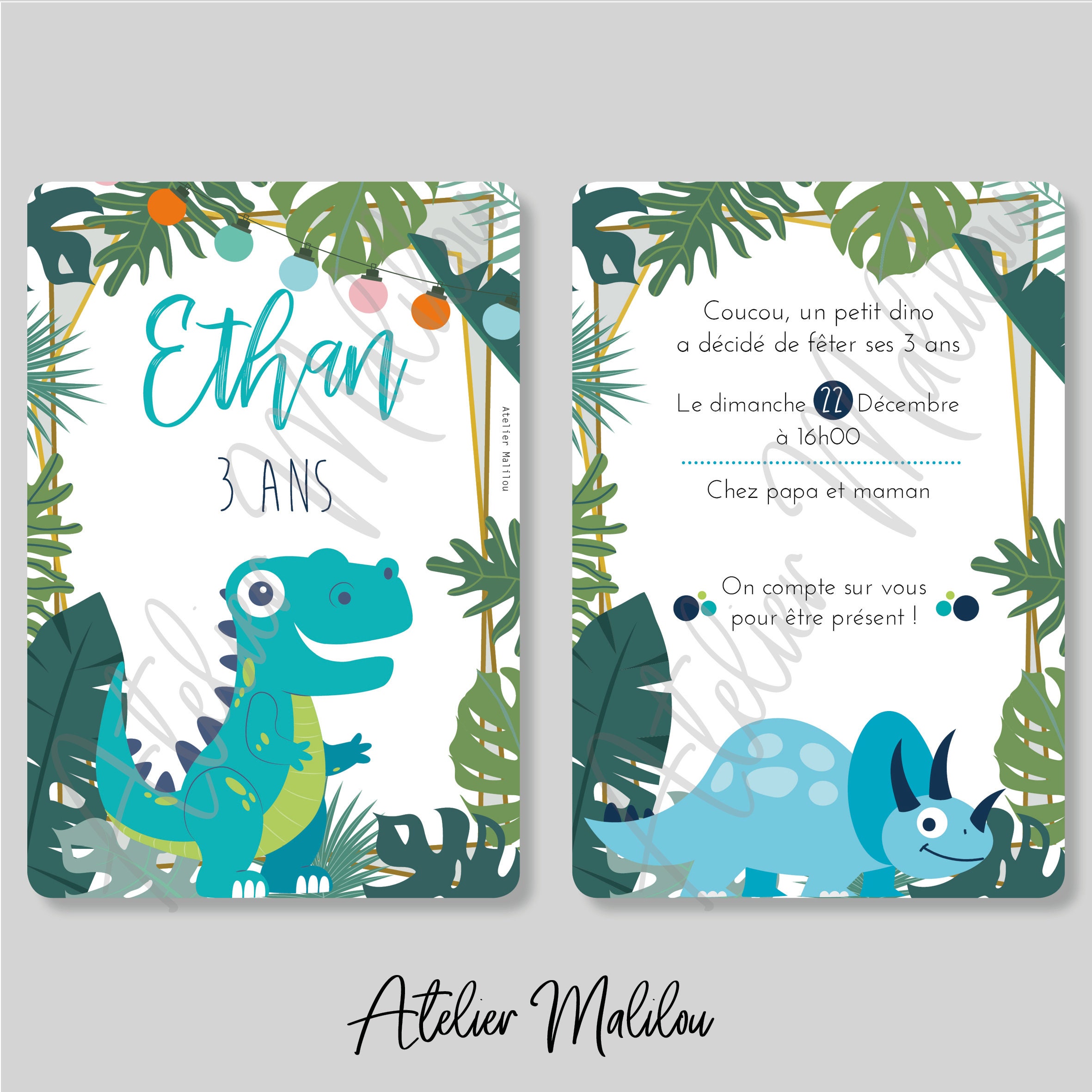 Invitations Dinosaure