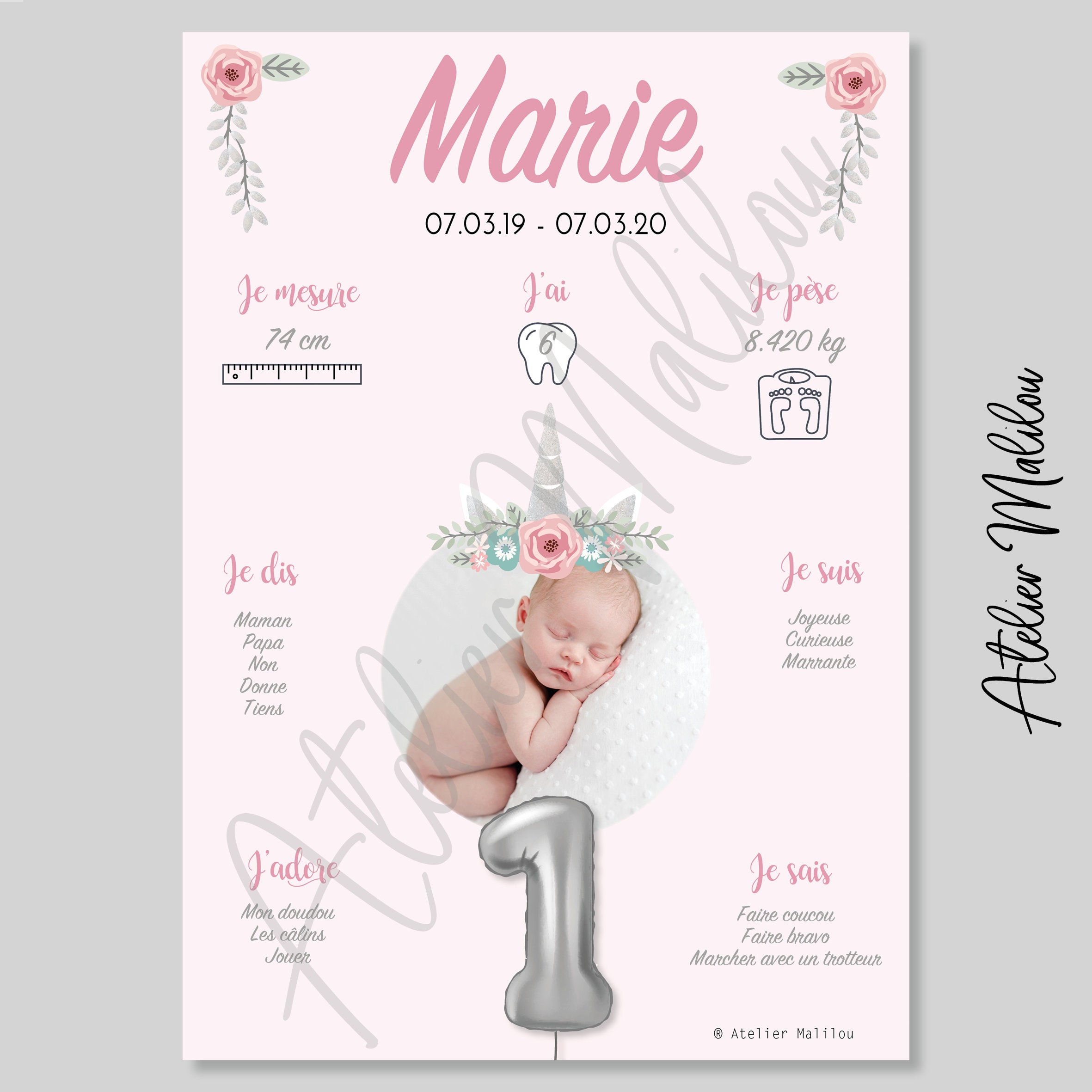 Affiche Anniversaire Licorne