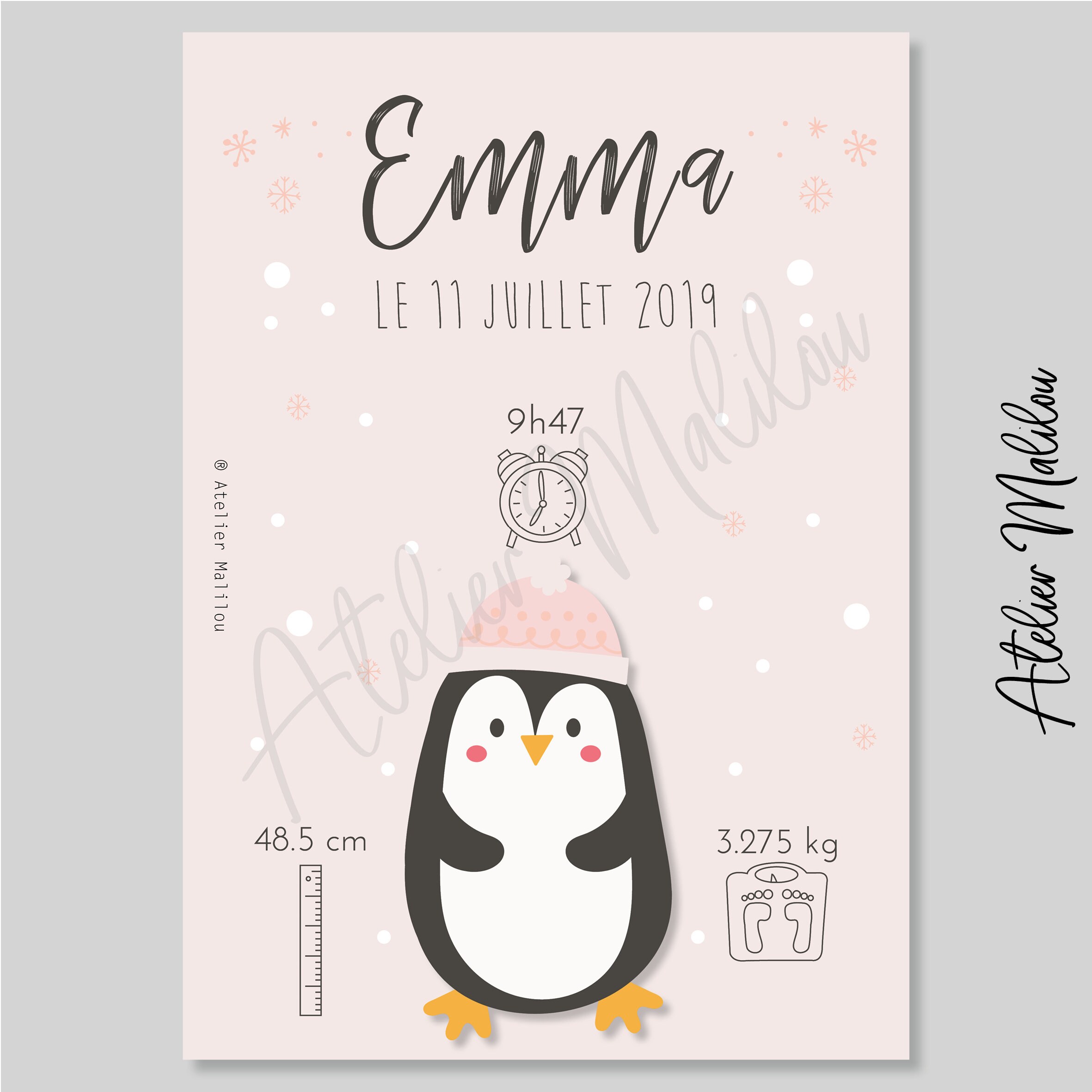 Affiche Naissance Pingouin