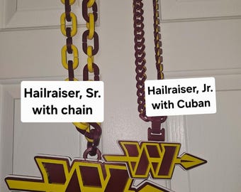 Washington Hailraiser 3D Printed Chain Necklace | Burgundy & Gold Fan Pendant | Game Day Wear
