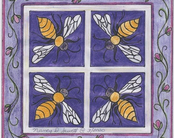 Honey Bee Spring - Rug Hooking Pattern
