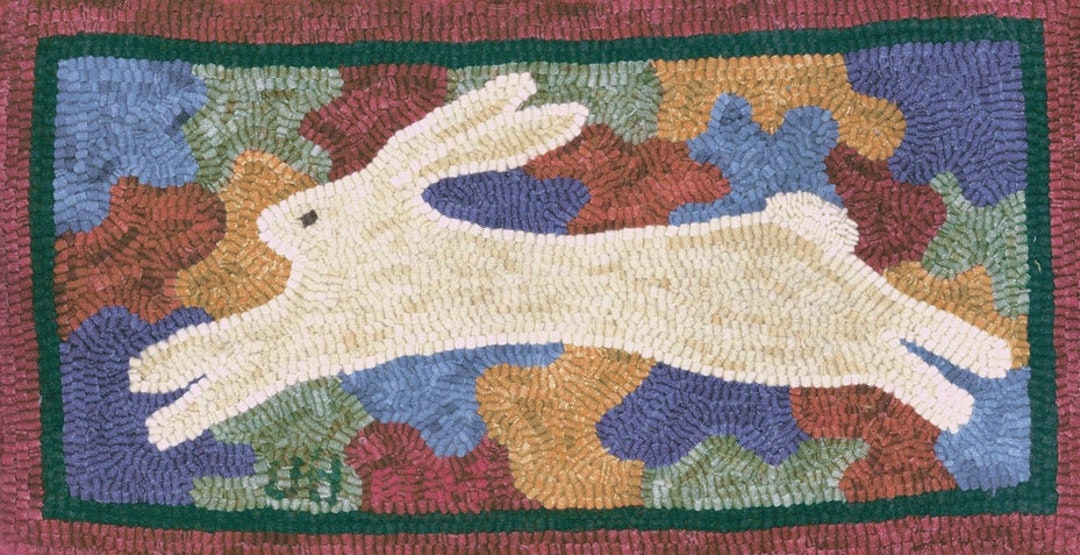 Hooked Rugs With Rabbits Jigsaw Rabbit - Rug Hooking Pattern - Etsy