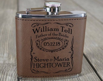 Leather Groomsman Flask - Groomsmen Gift - Best Man Gift - Wedding Flask - Groomsman Flasks - Bridal Party  Wedding Gift  Personalized Flask