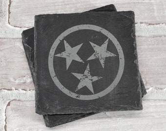 Tennessee Coasters - Stars Coasters - Tennessee Gift - Slate Coasters - Engraved Coasters - Coaster Set - Wedding Gift - Housewarming Gift