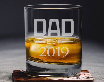 New Dad Whiskey Glass - Dad Established Custom Whiskey Glass - Personalized Whiskey Glass - Personalized Rocks Glass - Dad - Gift For Dad