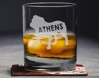 Athens Whiskey Glass - Athens Rocks Glass - Georgia Whiskey Glass - Georgia Rocks Glass - Athens Glass - Georgia Glass