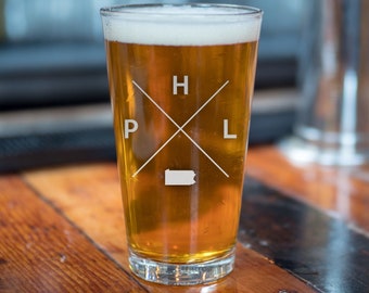 Philadelphia Glass | Philadelphia Pint Glass - Beer Glass - Pint Glass - Beer Glasses - Pint Glasses - Beer Mug - Philadelphia Pennsylvania