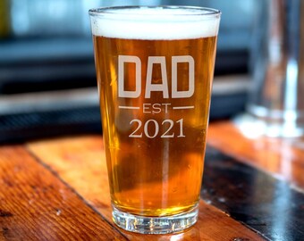 Dad Established Beer Glass - Select the Year - Soon to be Dad Gift - First Time Father Gift - New Dad Christmas Gift. Beer Glass - Beer Gift