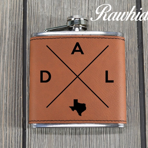 Dallas Fan Leather Flask. Dallas Texas Gift Idea. Dallas Flask. Texas Fan Flask. Dallas Texas Leather Flask. Dallas Football Fan Gift Idea