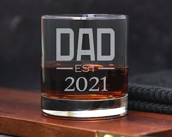 New Dad Whiskey Glass - Dad Established Custom Whiskey Glass - Personalized Whiskey Glass - Personalized Rocks Glass - Dad - Gift For Dad