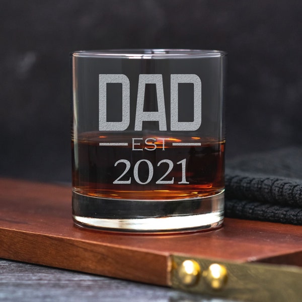 New Dad Whiskey Glass - Dad Established Custom Whiskey Glass - Personalized Whiskey Glass - Personalized Rocks Glass - Dad - Gift For Dad