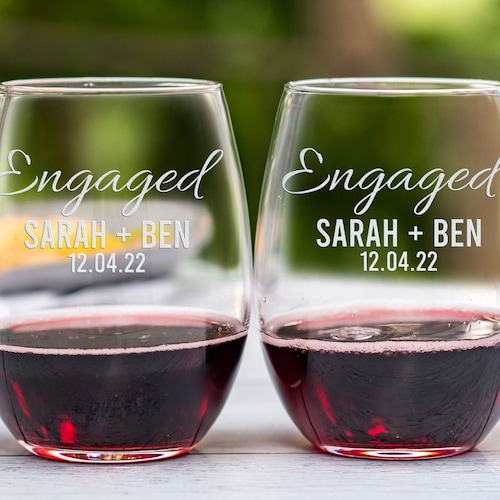 Engagement Gift Couples Wine Glasses Wedding Couples Wine Etsy