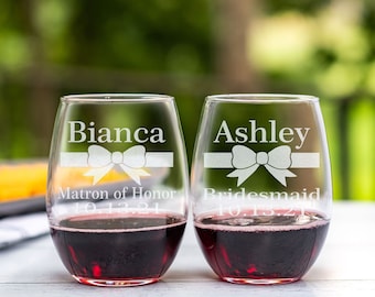 Wedding wine glasses for bridesmaids cheap