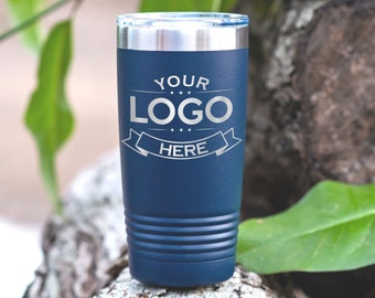 Custom Business Logo Tumblers. 20 oz Stainless Steel Insulated Tumblers. Company Logo. Corporate Gifts. Logo Design Company Branded Products