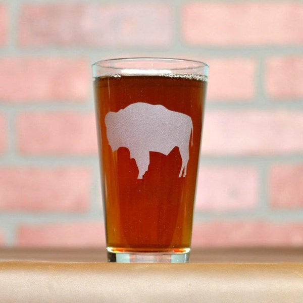 Bison Beer Glass - Wyoming Beer Glass - Colorado - North Dakota - Buffalo Beer Glass