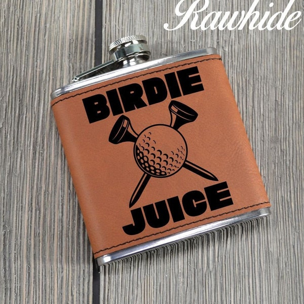 Birdie Juice Leather Flask. Funny Golf Gift. Birdie Juice Whiskey Gift. Golf Lover Gift. Golfer Gift Idea. Golf Flask