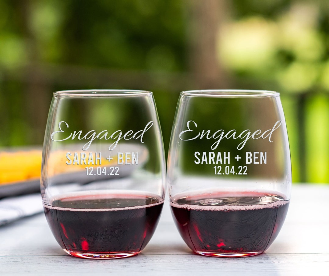 Engagement Gift Couples Wine Glasses Wedding Couples Wine Etsy