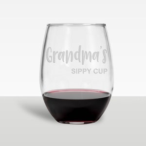 Grandma's Sippy Cup Stemless Wine Glass. Personalized Mother's Day Gift Grandma Wine Gift. First Time Grandma New Grandma Gift. Grandma Wine image 2