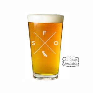 San Francisco Pint Glass | San Francisco Glass - Beer Glass - Pint Glass - Beer Glasses - Pint Glasses - Beer Mug - San Francisco