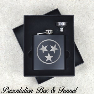 Tennessee Stat Flag Flask. Tennessee Stars Flag Flask. Tennessee Fan Gift Flask. Tennessee Flask. Tennessee Flag Inspired Flask zdjęcie 1
