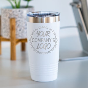 Customer Gift Logo Tumblers.  Company Logo 20 oz Stainless Steel Insulated Tumblers. Business Gifts Client Gift Custom Logo Tumbler Employee