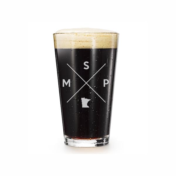 Minneapolis St. Paul - MSP Beer Glass - MSP Pint Glass - Beer Gift - Beer Glass - Beer Mug - Beer Glasses - Engraved Beer Glass - Pint Glass