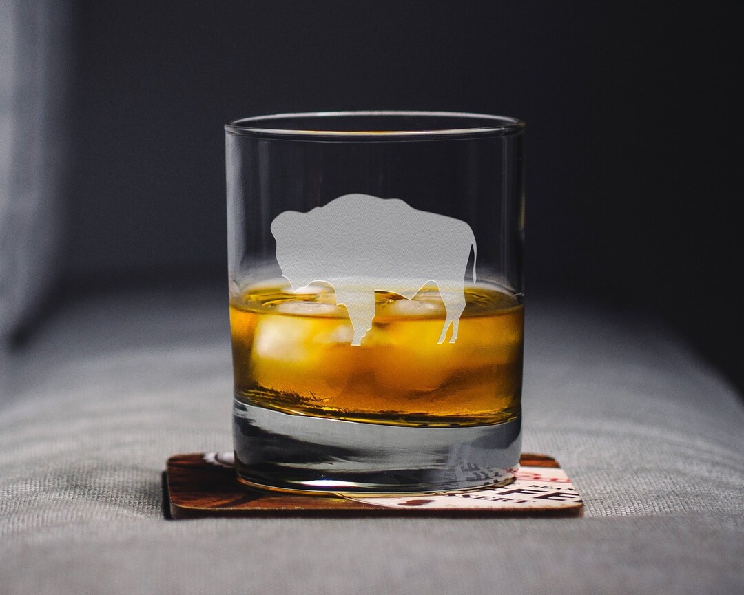 Bison Whiskey Glass - Bison Rocks Glass - Buffalo Glass - Bison ...