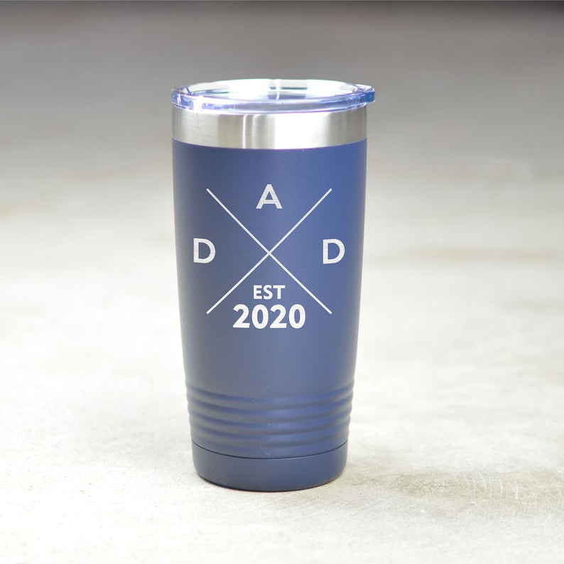 New Dad Gift Insulated Tumbler. Dad Established Custom Tumbler. Personalized Dad Tumbler. First Time Dad Gift. Dad to Be Soon To Be Dad Gift Navy