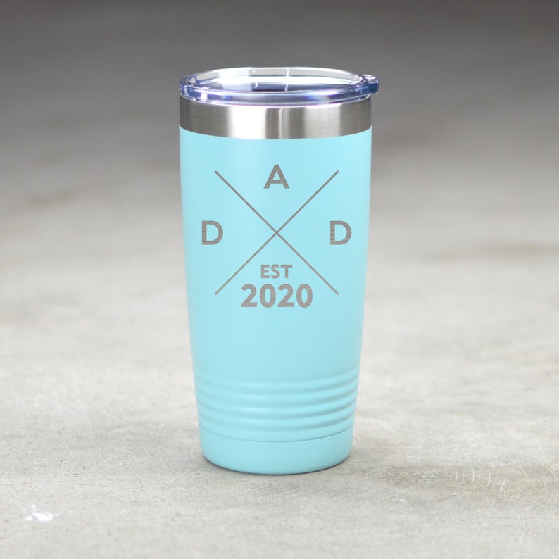 New Dad Gift Insulated Tumbler. Dad Established Custom Tumbler. Personalized Dad Tumbler. First Time Dad Gift. Dad to Be Soon To Be Dad Gift Teal
