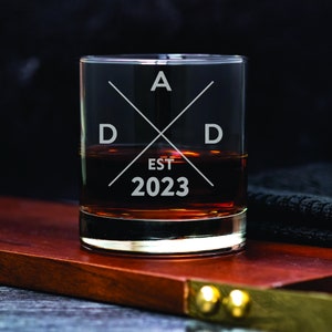 New Dad Gift Whiskey Glass - Dad Established Custom Whiskey Glass - First Time Dad Whiskey Glass - Personalized Glass - Dad - Gift For Dad