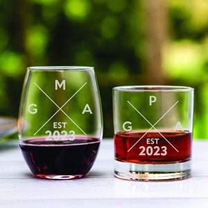 New Grandparents Glass Set Wine and Whiskey Glass Set Soon to Be