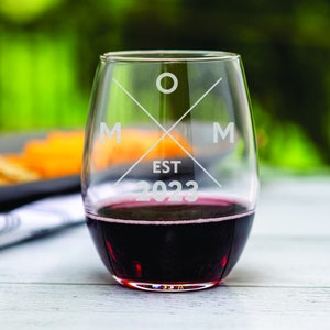 Mom Stemless Wine Glass. Mom Established Personalized Mother's Day 2023 Gift Wine Glass. New Mom Gift Idea Mom Wine Gift Soon to be Mom Gift