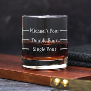 Custom Pour Line Whiskey Glass. Funny Whiskey Glass. Single Pour Double Pour Your Pour. Personalized Rocks Glass. Whiskey Gift