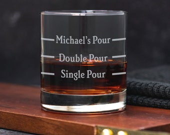 Custom Pour Line Whiskey Glass. Funny Whiskey Glass. Single Pour Double Pour Your Pour. Personalized Rocks Glass. Whiskey Gift