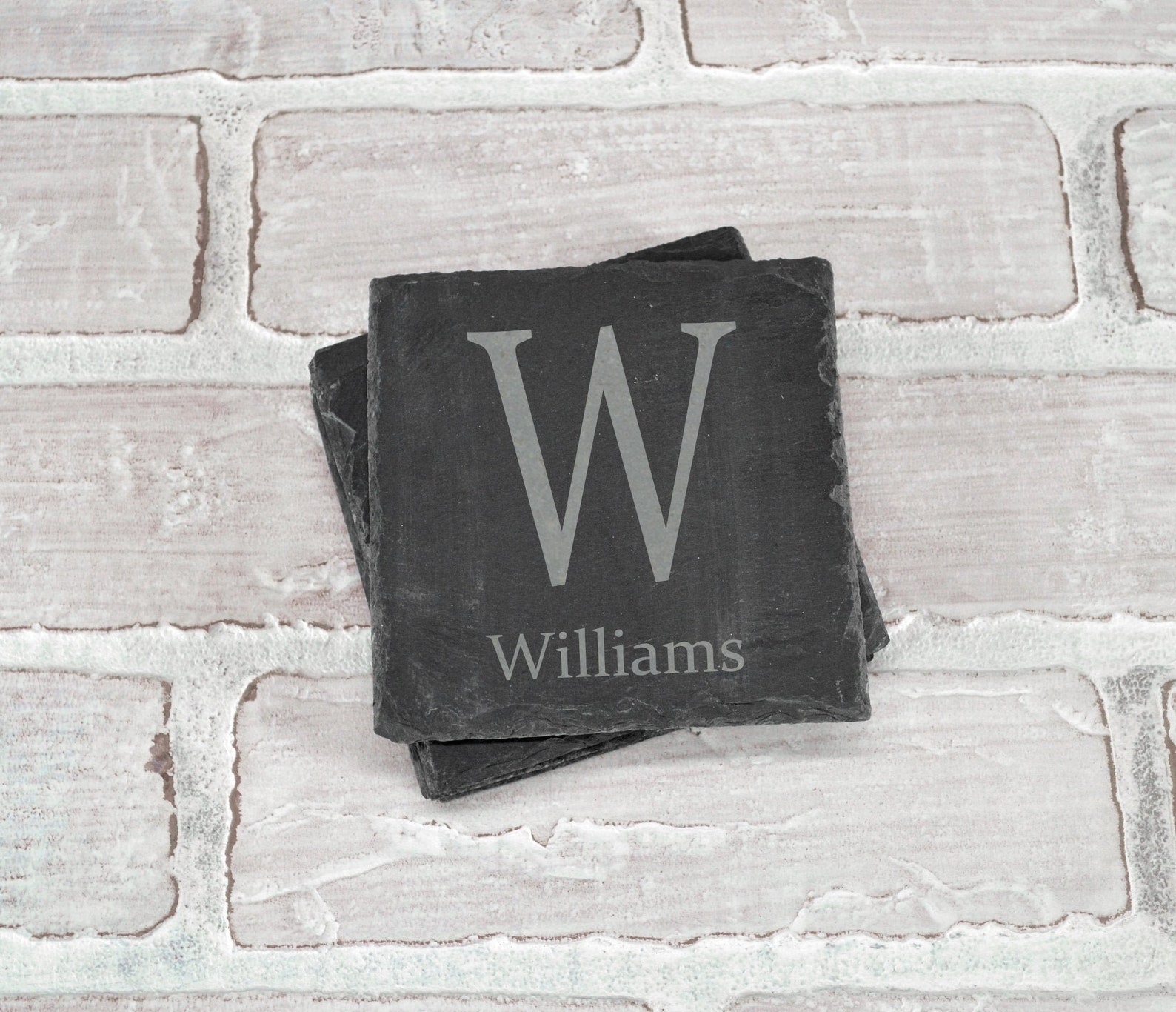 Monogram Slate Coasters Custom Last Name Coasters Slate - Etsy