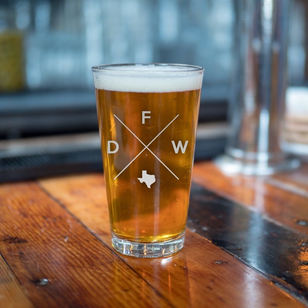 Dallas Fort Worth Gift Idea | Dallas Fort Worth Beer Glass - Beer Glass - Pint Glass - Beer Glasses - Pint Glasses - Beer Mug  Dallas Texas
