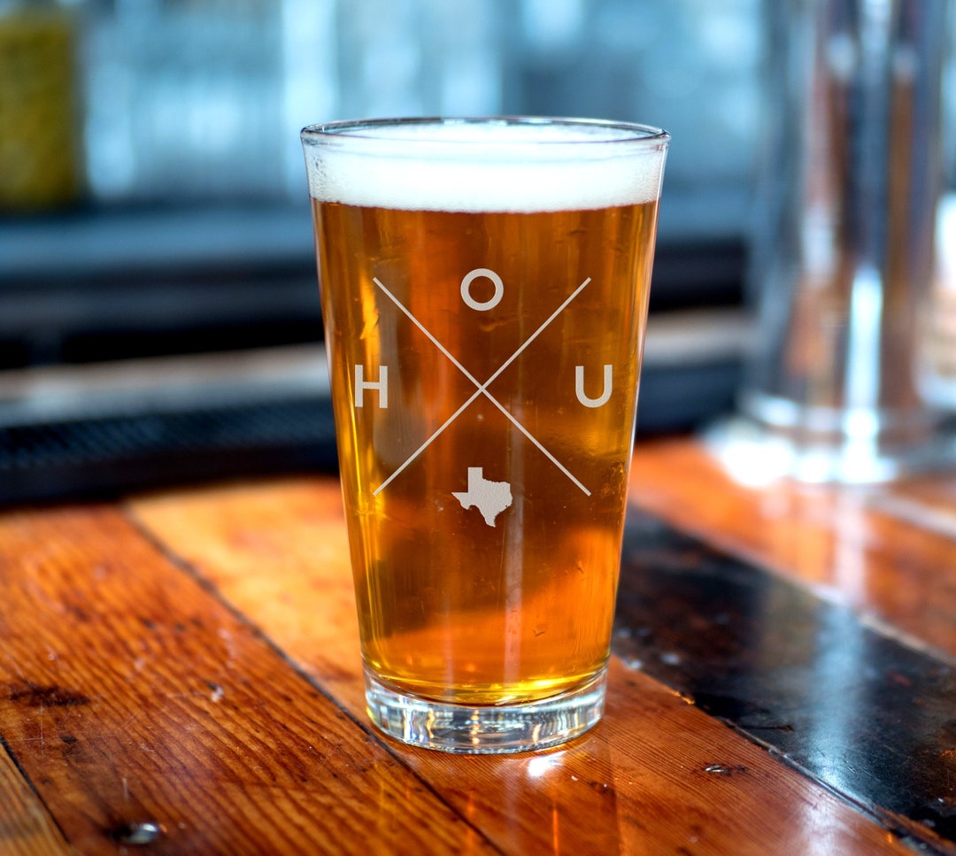 Houston Beer Glass Houston Pint Glass Beer Gift Beer Glass Beer Mug