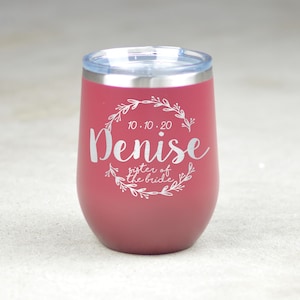 Custom Bridesmaid Wine Glass Tumbler. Maid of Honor Wine Tumbler. Wedding Party Wine Cup. Insulated Wine Glass. Personalized Wedding Gifts