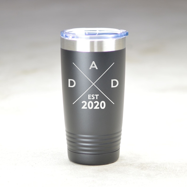 New Dad Gift Insulated Tumbler. Dad Established Custom Tumbler. Personalized Dad Tumbler. First Time Dad Gift. Dad to Be Soon To Be Dad Gift Black