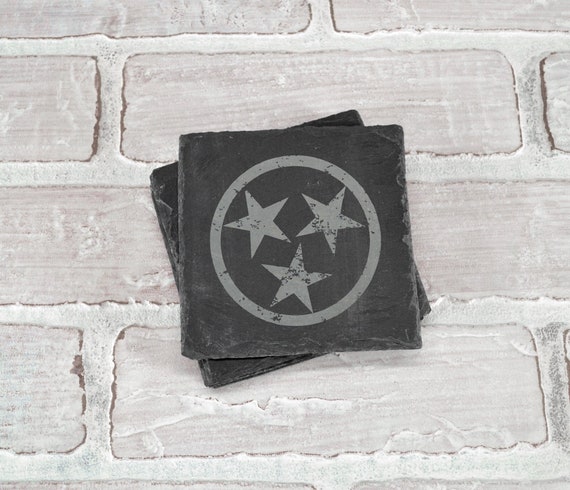 Tennessee Coasters - Stars Coasters - Tennessee Gift - Slate Coasters - Engraved Coasters - Coaster Set - Wedding Gift - Housewarming Gift