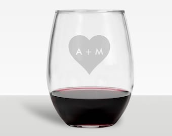 Wedding Wine Glass - Engagement Gift - Couples Wine Glass - Wine Glass - Wine Glasses - Wedding Gift