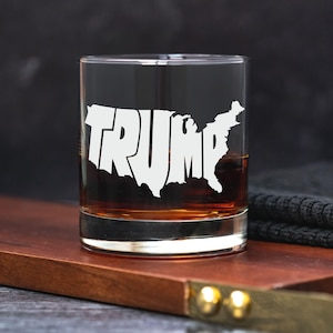 Donald Trump 45 47 Trump Nation Whiskey Glass Pro Trump MAGA Bourbon Glass Trump Supporter Whiskey Gift Daddy's Home Rocks Trump 2024 Merica