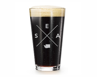 Seattle Beer Glass - Seattle Pint Glass - Beer Gift - Beer Glass - Beer Mug - Beer Glasses - Engraved Beer Glass - Pint Glass - Beer