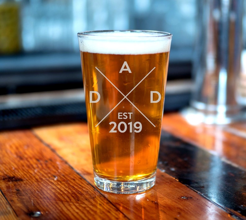 Dad Established Beer Glass New Dad Gift Soon To Be Dad First Time Father Gift New Dad Christmas Gift. Beer Glass Beer Gift Beer Mug image 4