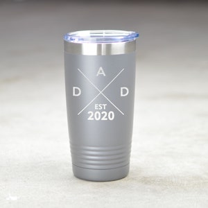 New Dad Gift Insulated Tumbler. Dad Established Custom Tumbler. Personalized Dad Tumbler. First Time Dad Gift. Dad to Be Soon To Be Dad Gift Grey