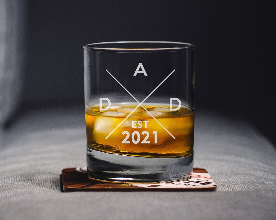 New Dad Gift Whiskey Glass  Dad Established Custom Whiskey image 0