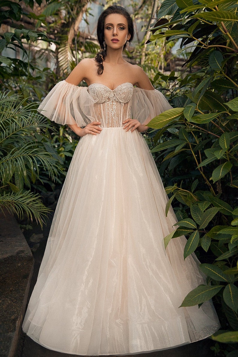 Poppy Off Shoulder Boho Wedding Dress Dreamy Beach Whimsical Etsy
